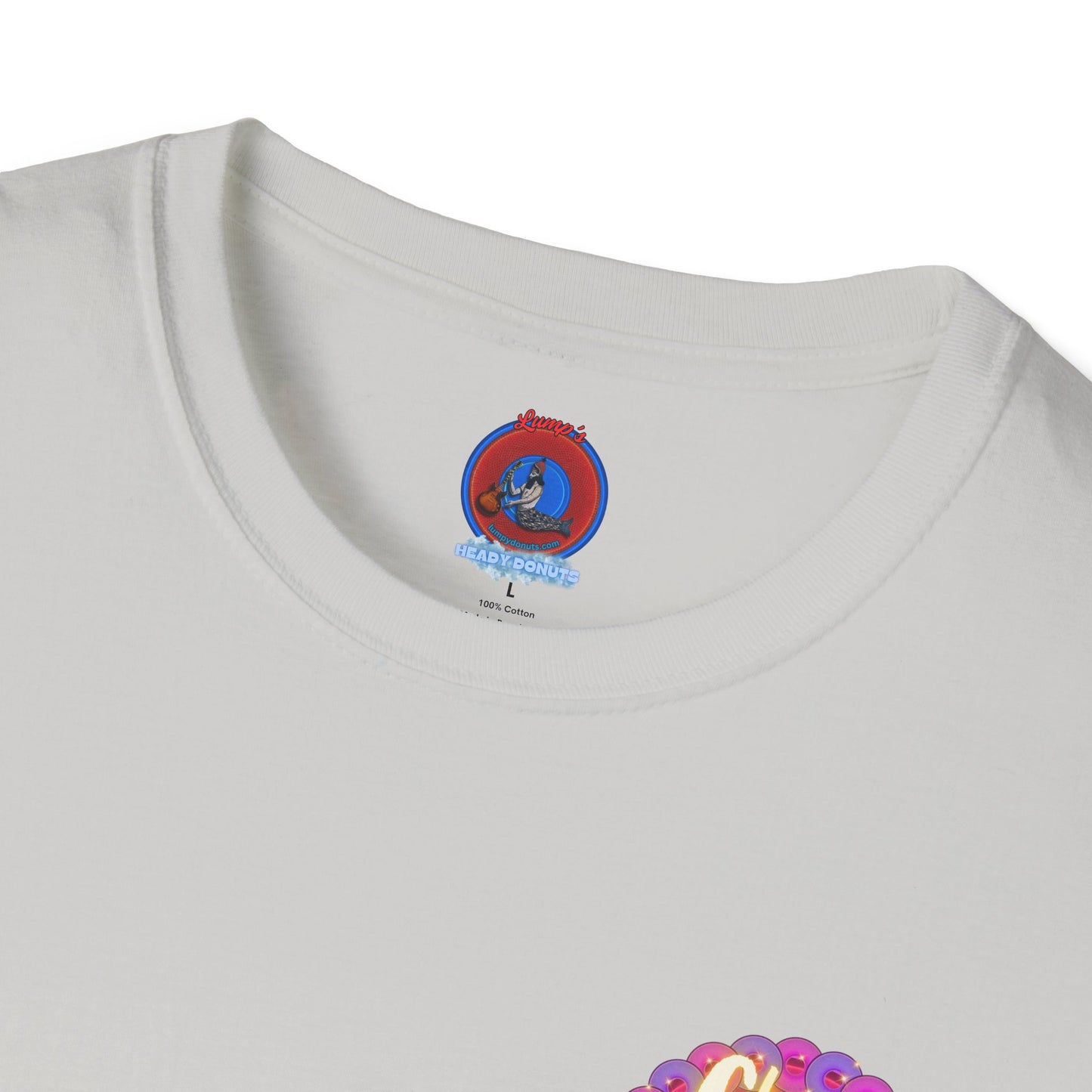 Classic Donut Tee - Unisex Soft-Style - "Cher-ing is Caring" - series 1.0  - variant 2 - magenta donut - [*charitable donut]