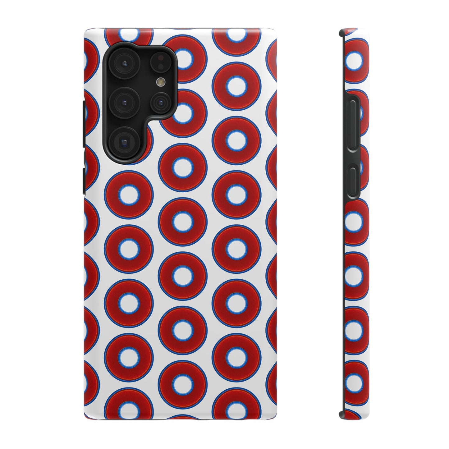 Impact-Resistant Lumpy Donut Case - red vivid donut print w/white background