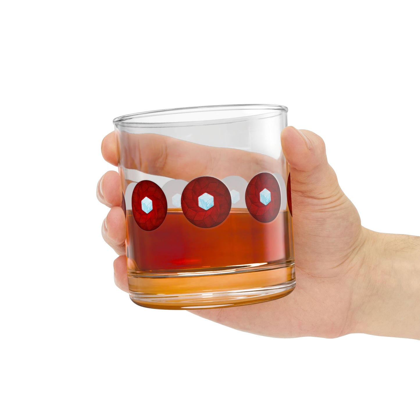 10oz Lumpy Rock Glass - "It's Ice... Cube's Rock Glass" - variant 1 - red cubed donut