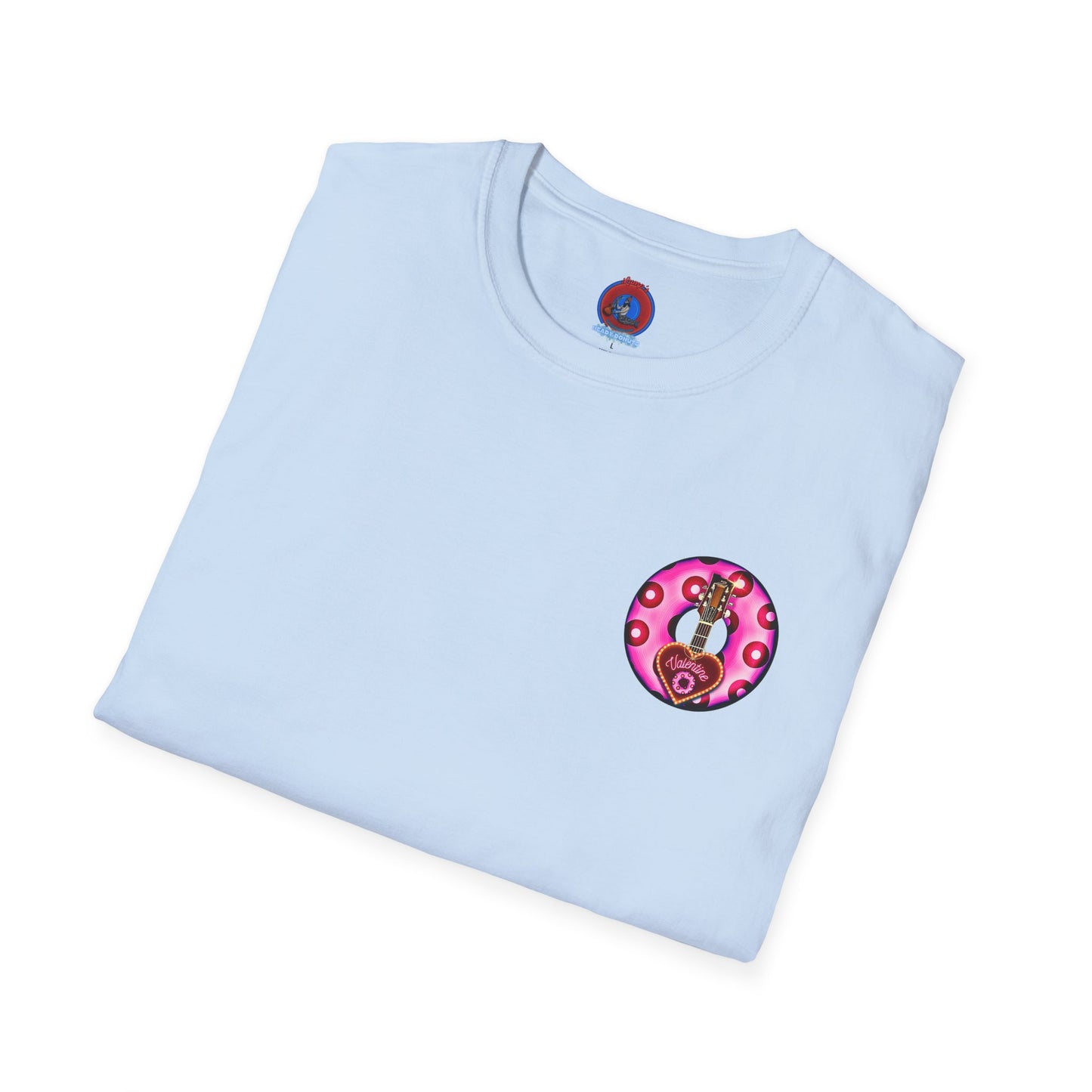 Classic Donut Tee - Unisex Soft-Style - "Would You Be My Donut?" - paradoxical bubblegum pink/red donut - variant 2
