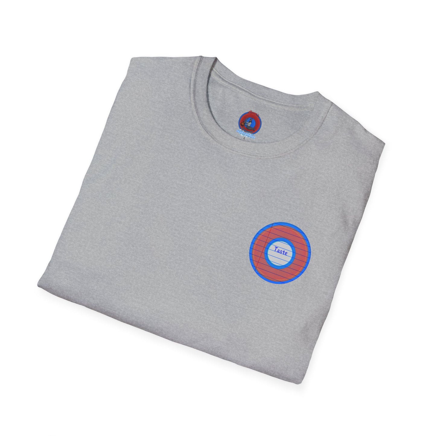 Classic Donut Tee - Unisex Soft-Style - "That's 1 Tasty Donut" - series 1.0  - variant 1 - red donut w/blue ink