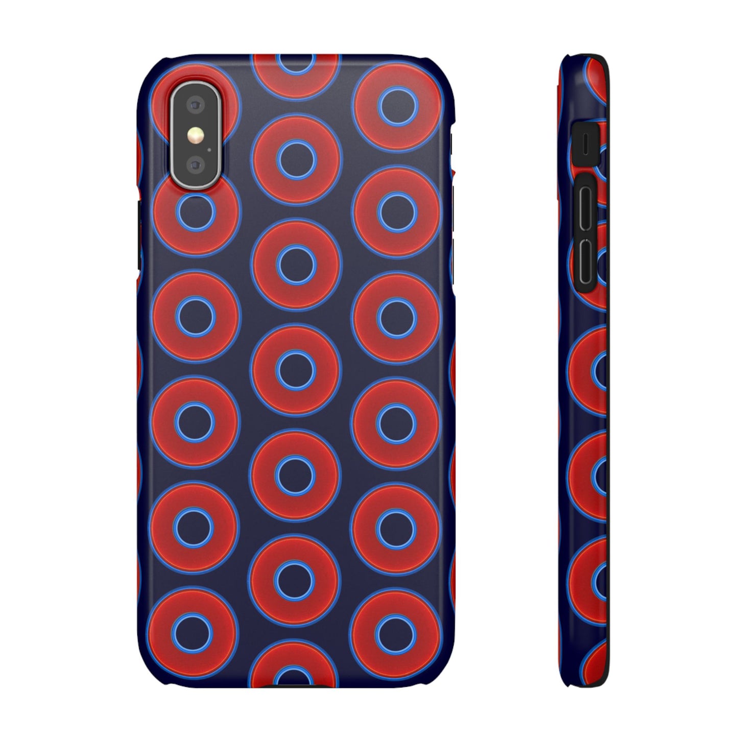 Lumpy Donut Snap Case - red vivid donut print w/midnight blue background