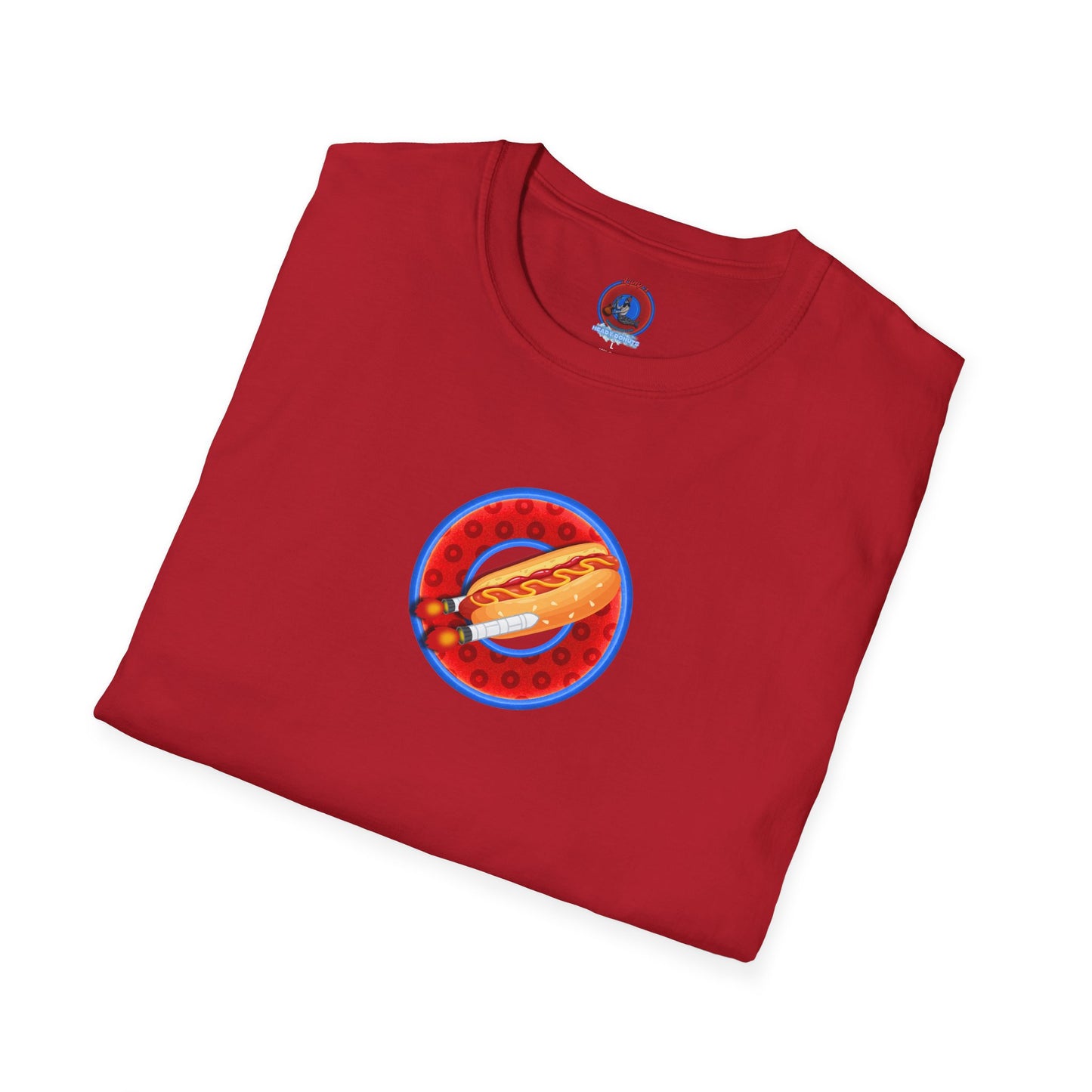 Classic Donut Tee - Unisex Soft-Style - "Viva Las Vegas Donut" -  red paradox donut w/raw dogger - variant 2