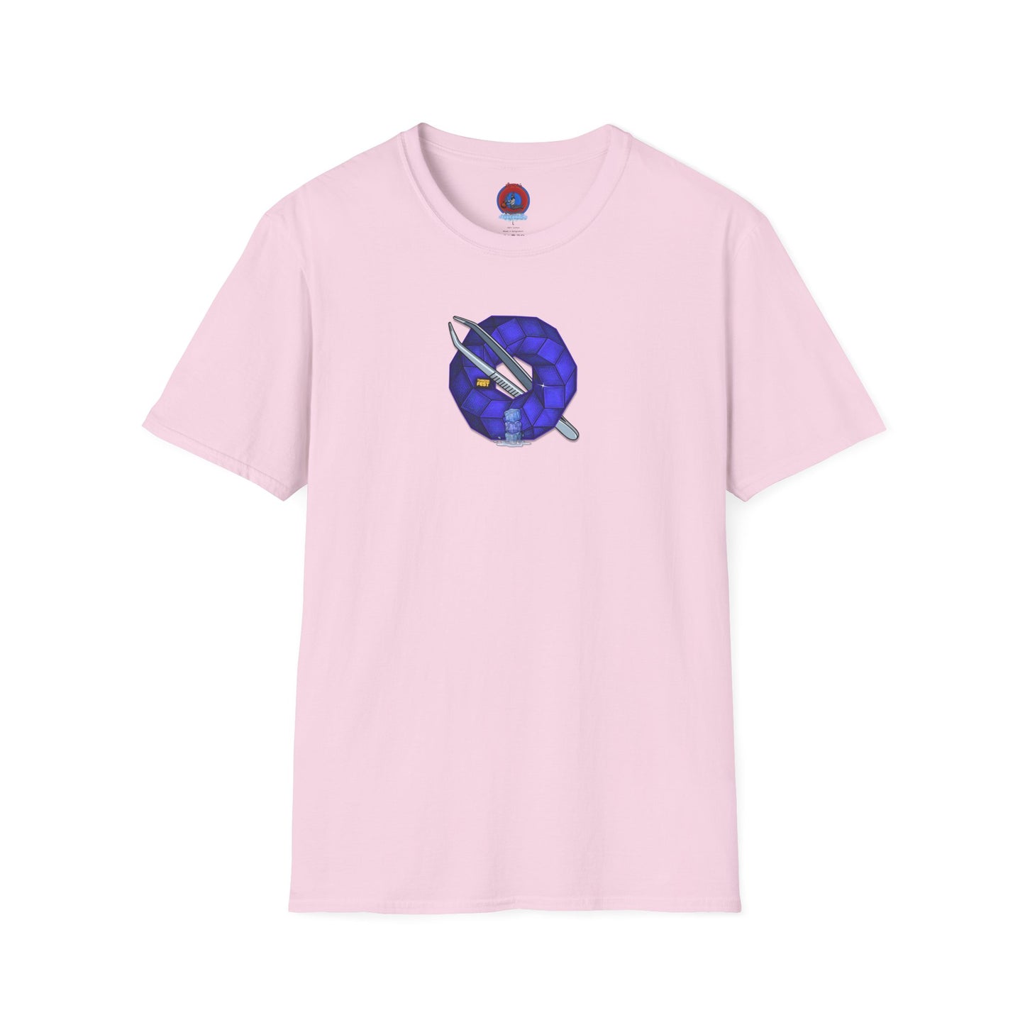 Classic Donut Tee - Unisex Soft-Style - "The Teasing Donut" - rustic dark royal blue cubed donut