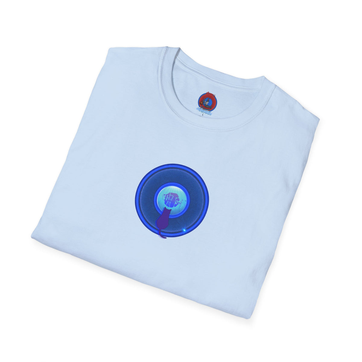 Classic Donut Tee - Unisex Soft-Style - "Cats: The Donut" - rustic blue/blue donut - variant 2