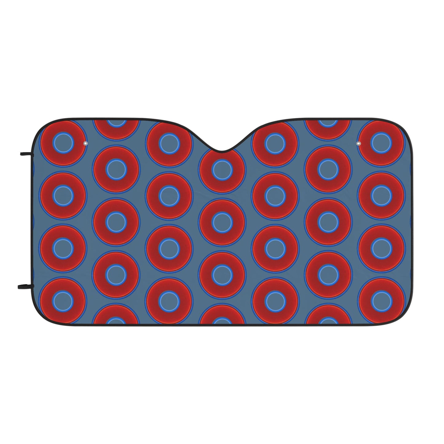 Automotive Donut Sun Shade - red vivid donuts w/steel blue background