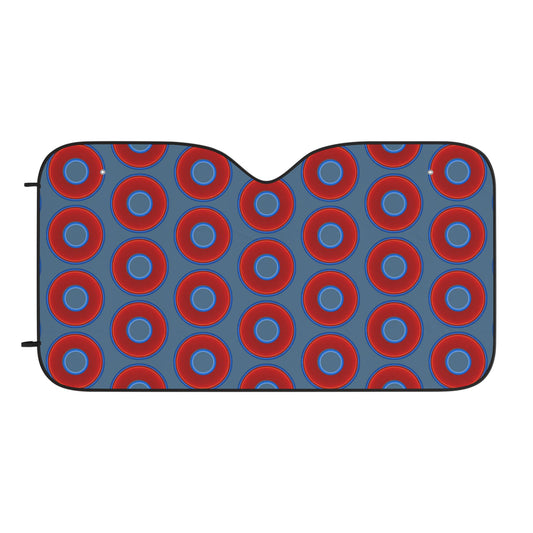 Automotive Donut Sun Shade - red vivid donuts w/steel blue background