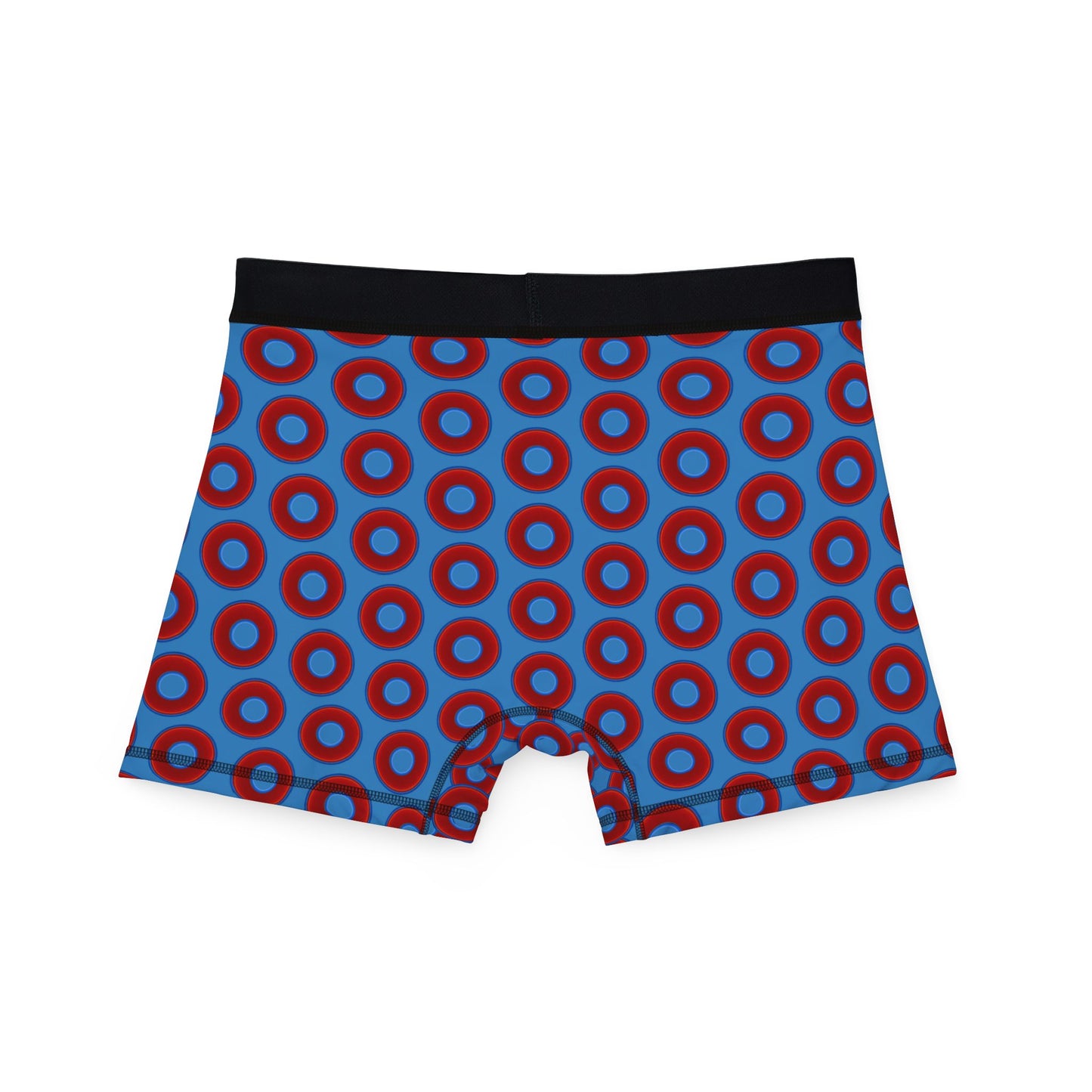 Men's Donut Boxers - red vivid donuts w/light steel blue background