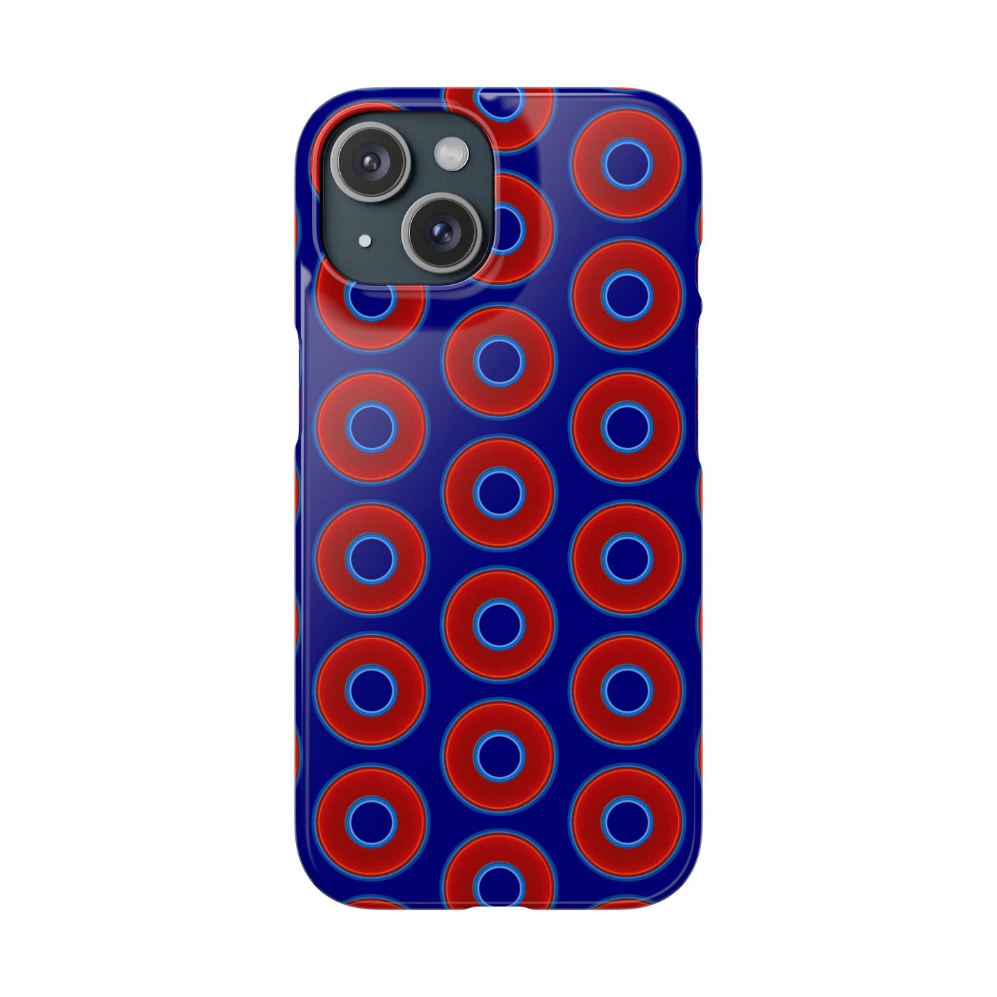 Lumpy Donut Snap Case - red vivid donut print w/vivid navy blue background
