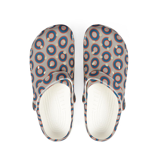Spatchcocks - donut slip-on shoes - blue rustic donuts w/light gray background [unisex]