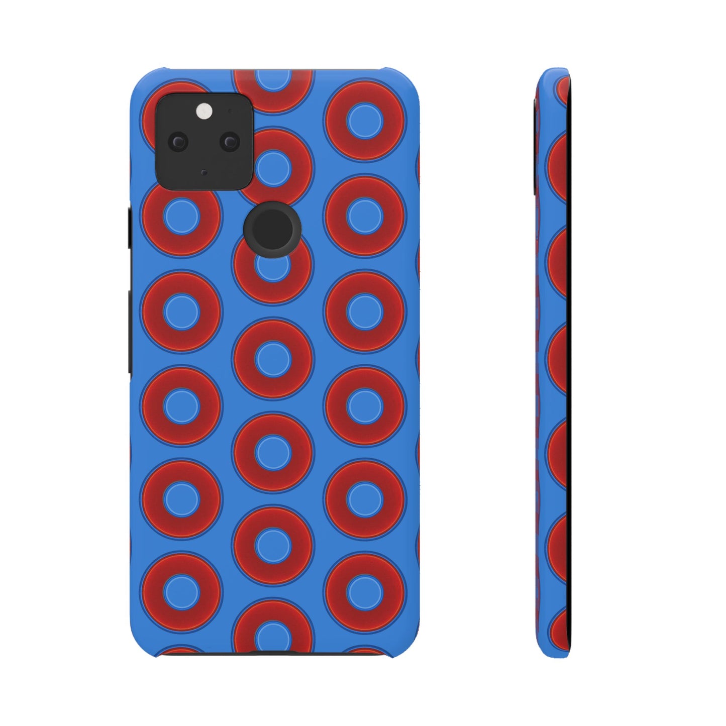 Lumpy Donut Snap Case - red vivid donut print w/light royal blue background
