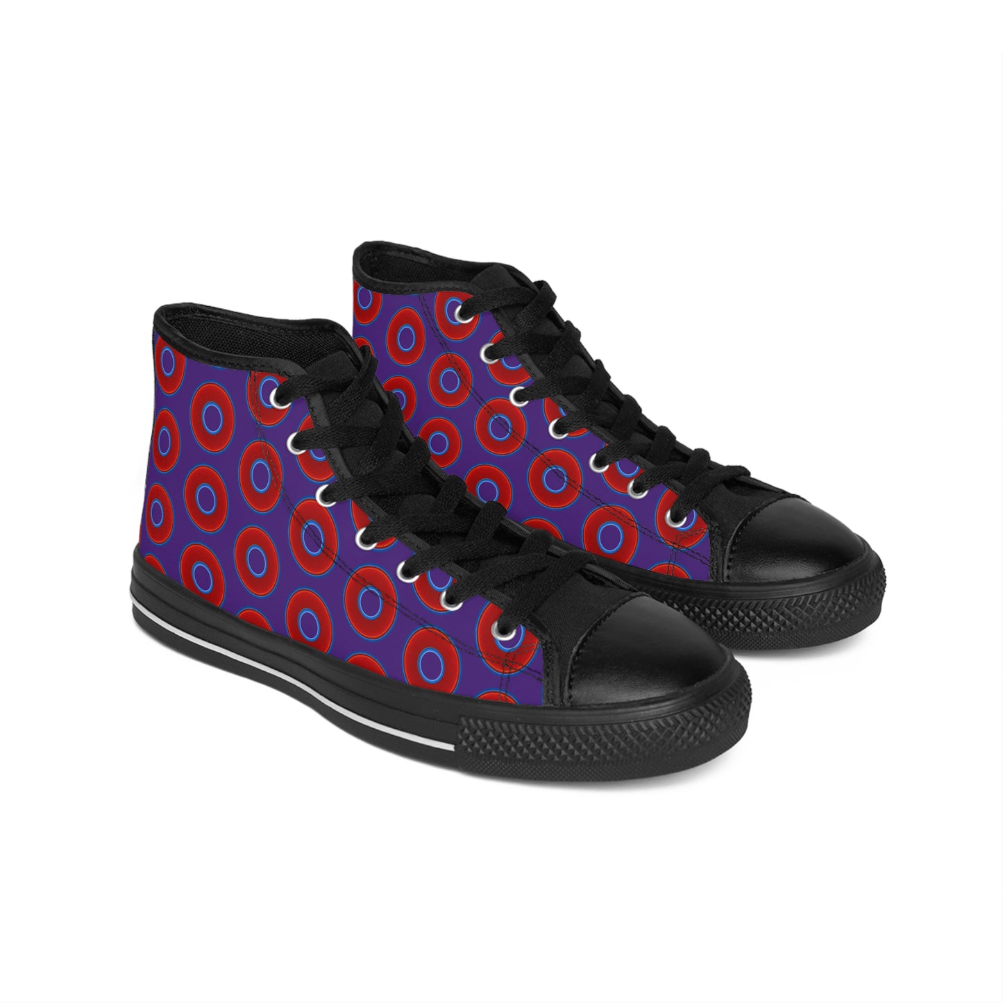 Cushiony Convectors - High Tops - red vivid donuts w/purple background