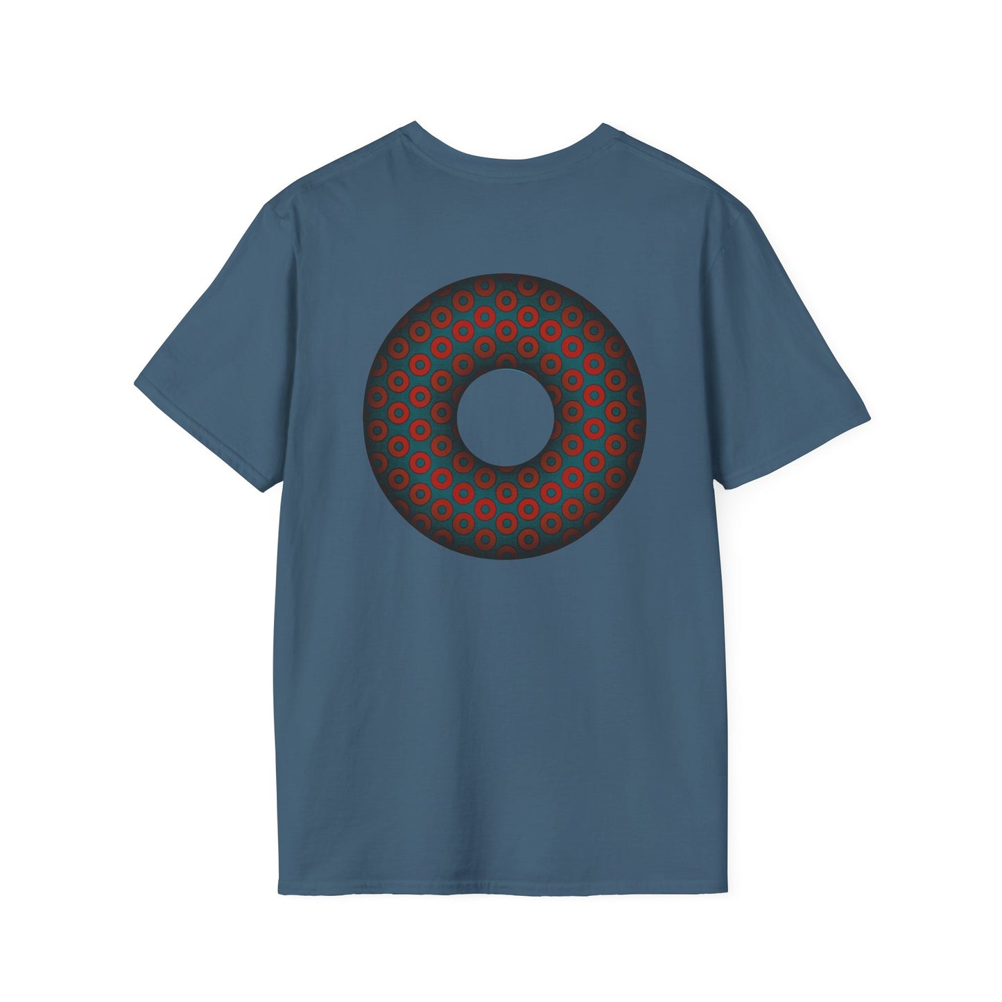 Plain Donuts/Unisex Soft-Style - "Plain Paradoxical Grided Donuts" - red/faded navy donuts