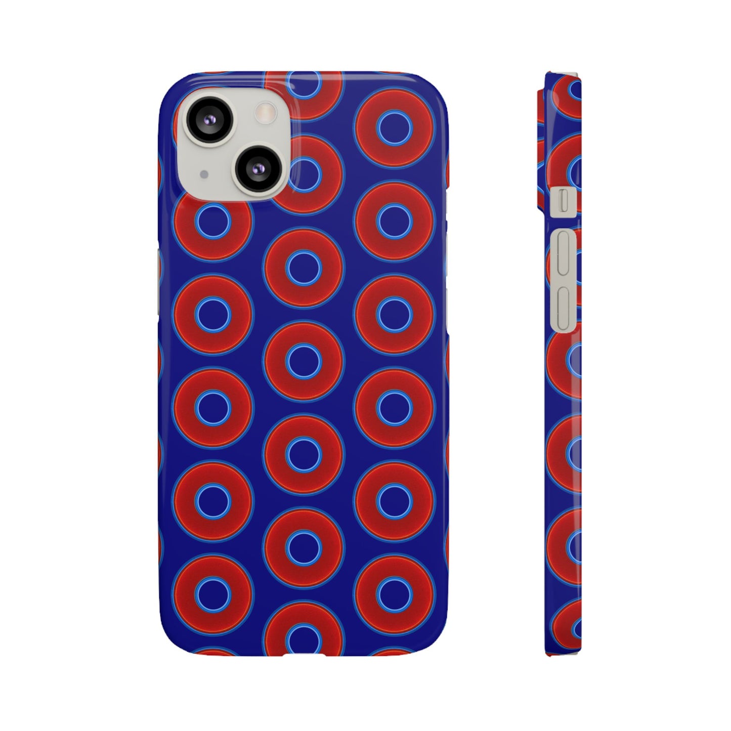 Lumpy Donut Snap Case - red vivid donut print w/vivid navy blue background