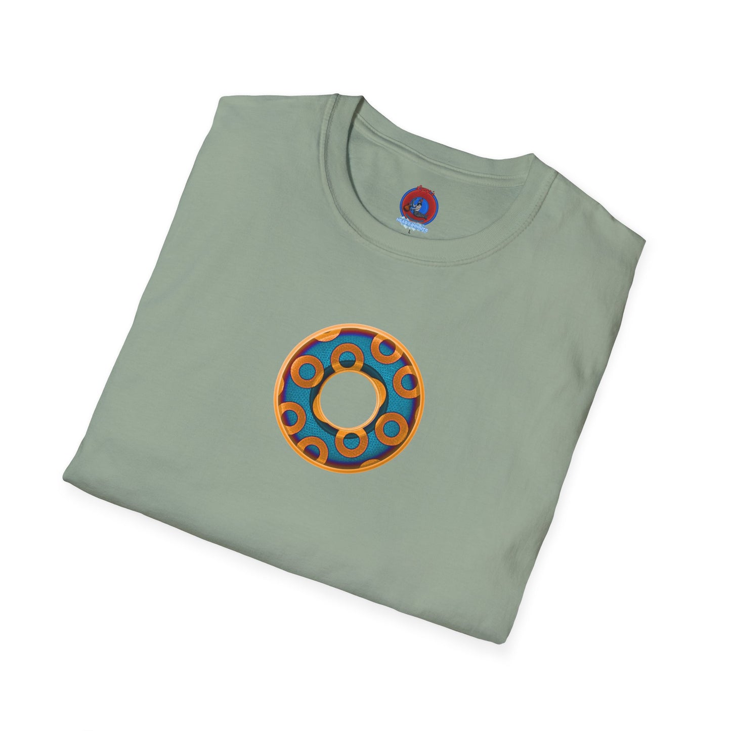 Plain Donuts/Unisex Soft-Style - "Plain Rustic Paradoxical Donuts" - light blue/orange donuts