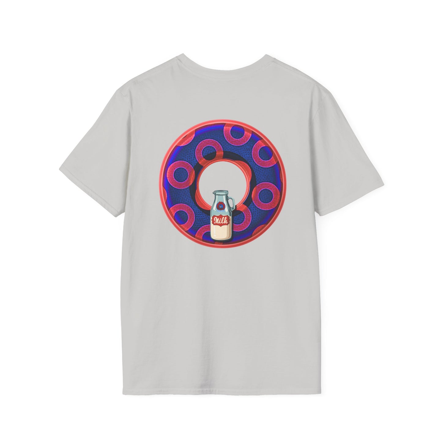 Classic Donut Tee - Unisex Soft-Style - "Wooked Cream - YEMSG Donut " - dark electric blue/red rustic paradox donut - variant 2