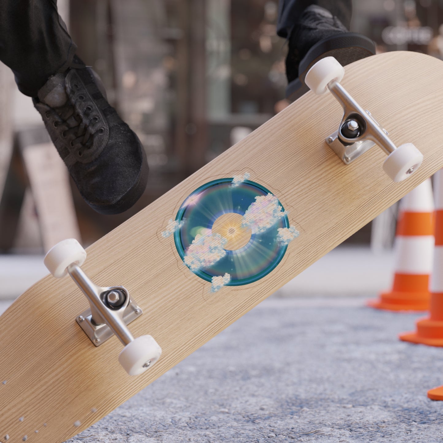 Donut Bumper/Outdoor Sticker - "The Divided Donut" - series 1.0 - variant 2 - w/hole in sky - [Die-Cut] 6"x 6"