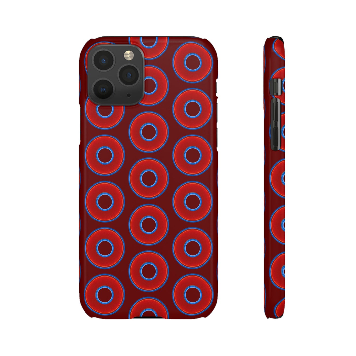 Lumpy Donut Snap Case - red vivid donut print w/dark red background