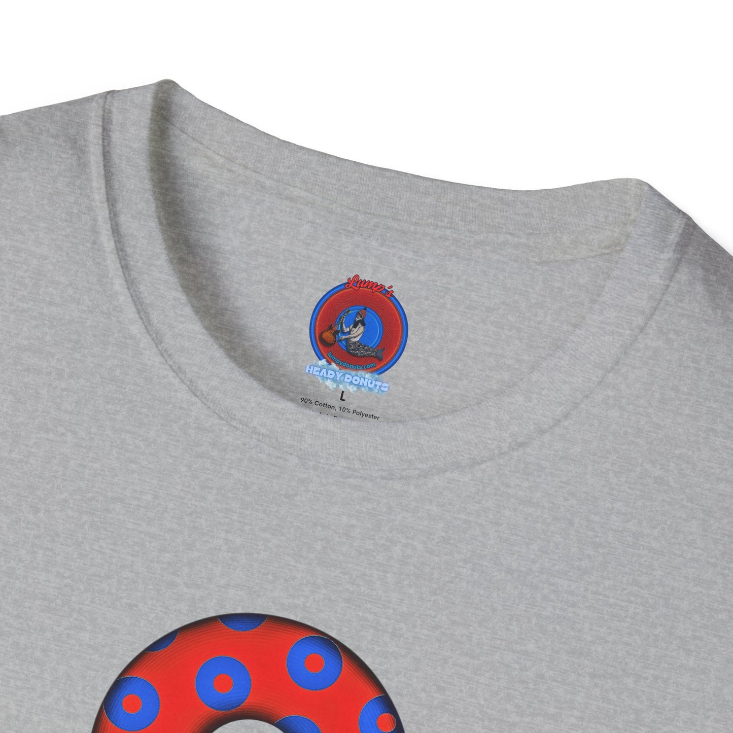 Plain Donuts/Unisex Soft-Style - "Plain Blimpy Paradoxical Donuts" - red/blue donuts