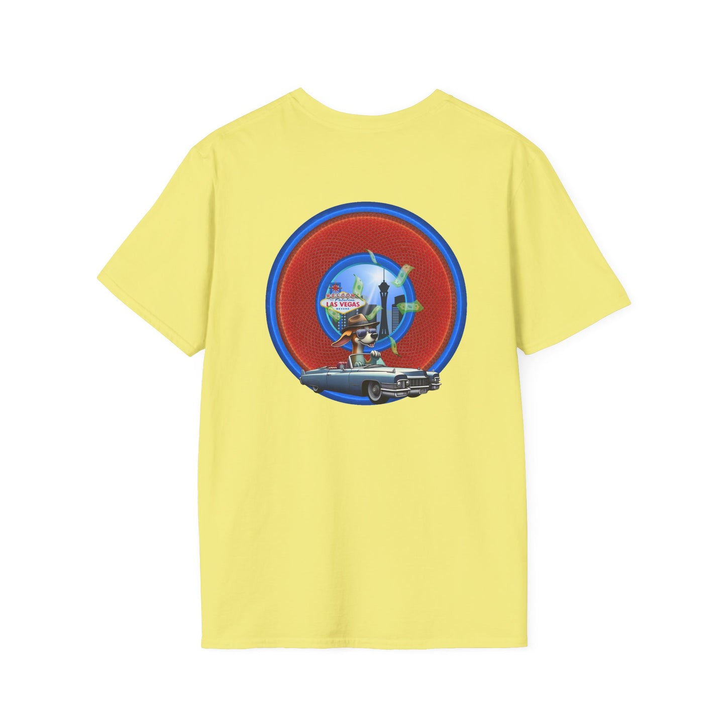 Classic Donut Tee - Unisex Soft-Style - "Jimmy's Marathon Donut Tee" - series 1.0  - variant 2 - rustic red/blue donut