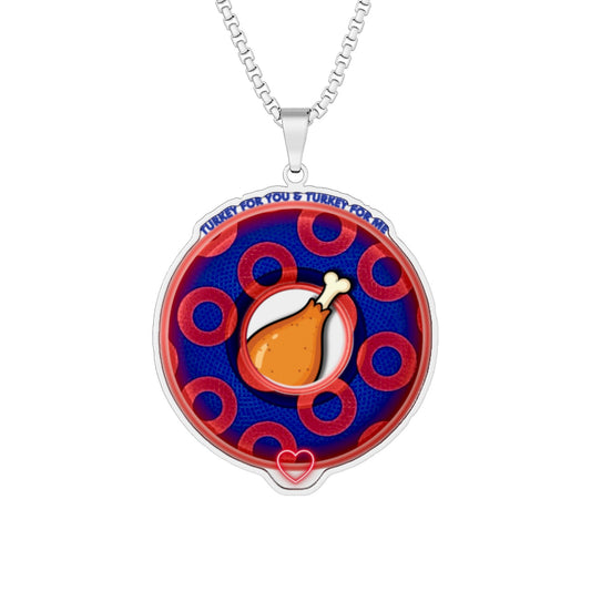 Lump's Heady Donut Necklace - 1" x 1" Stainless Steel Pendant - "Turducken Donut Pendant" - rustic paradox donut