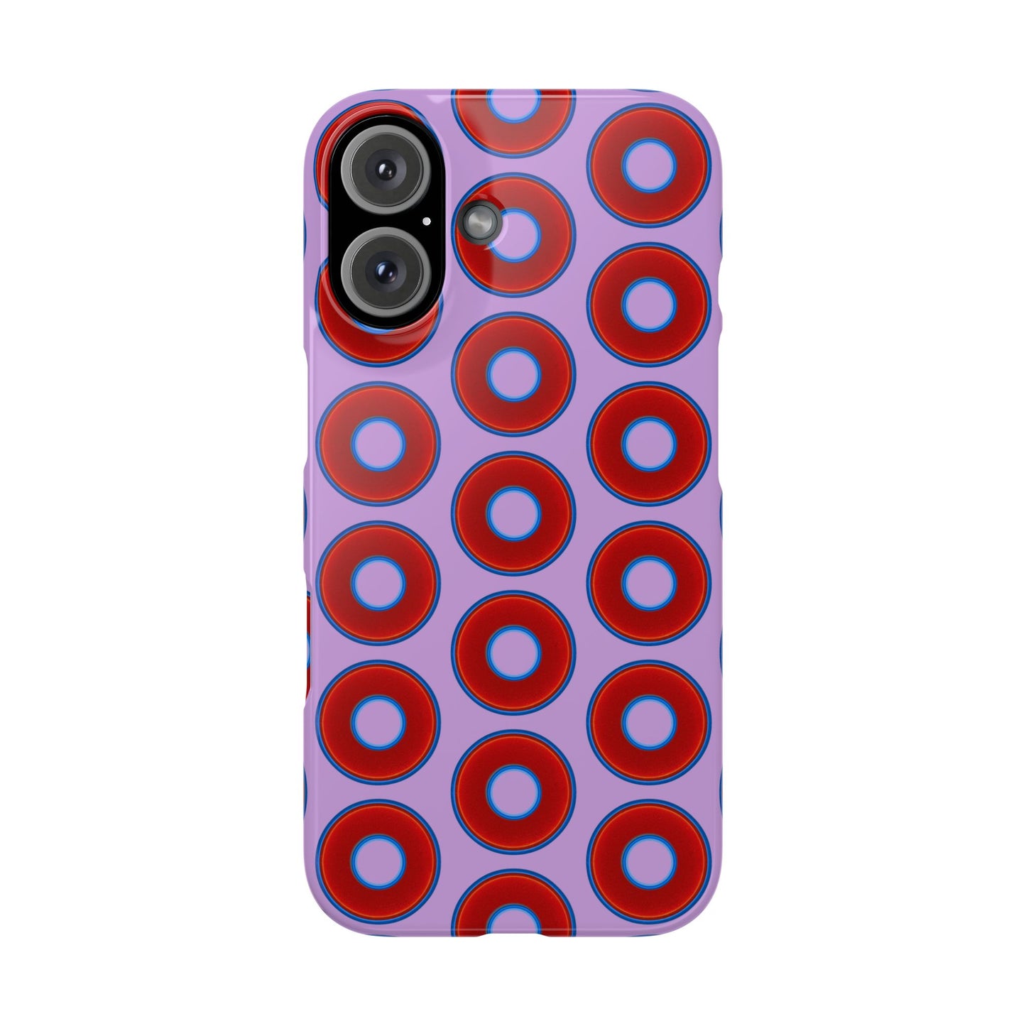 Lumpy Donut Snap Case - red vivid donut print w/wisteria purple background