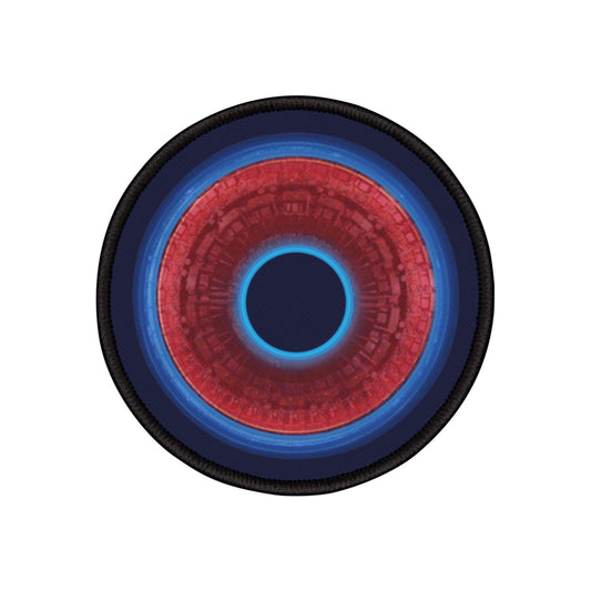 Iron-On Donut Patch - "Homer's Perfect Donut Patch" - vivid red tube donut - variant 3