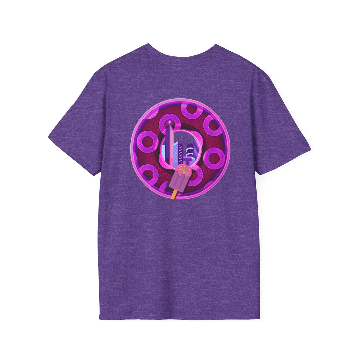 Classic Donut Tee - Unisex Soft-Style - "It's Ice Cream Popsicles - YEMSG Donut" - purple/magenta paradox donut - variant 2