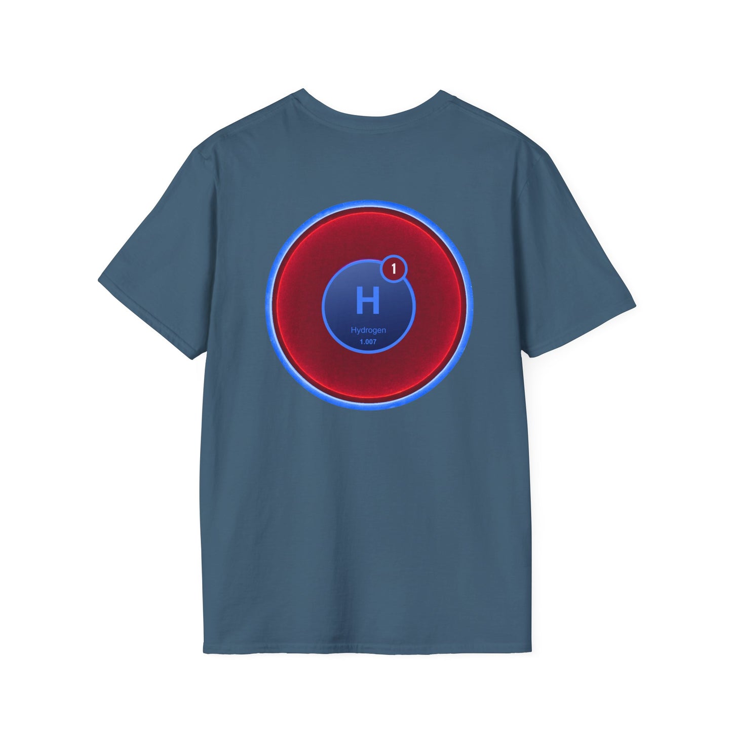 Classic Donut Tee - Unisex Soft-Style - "I am 10% Hydrogen Tee" - vivid red/light blue donut