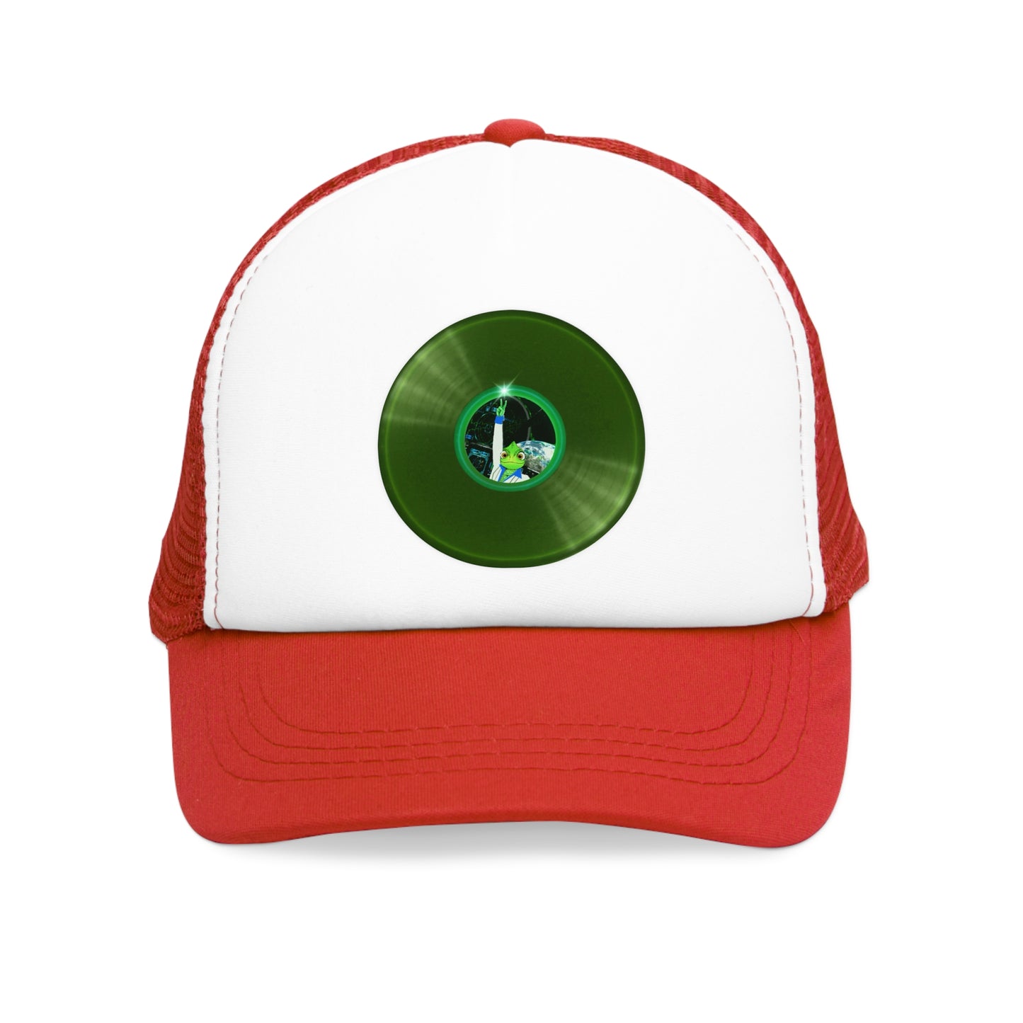 Lumpy Trucker Hat - "Rutherford's Staying Alive" - variant 1 - green donut