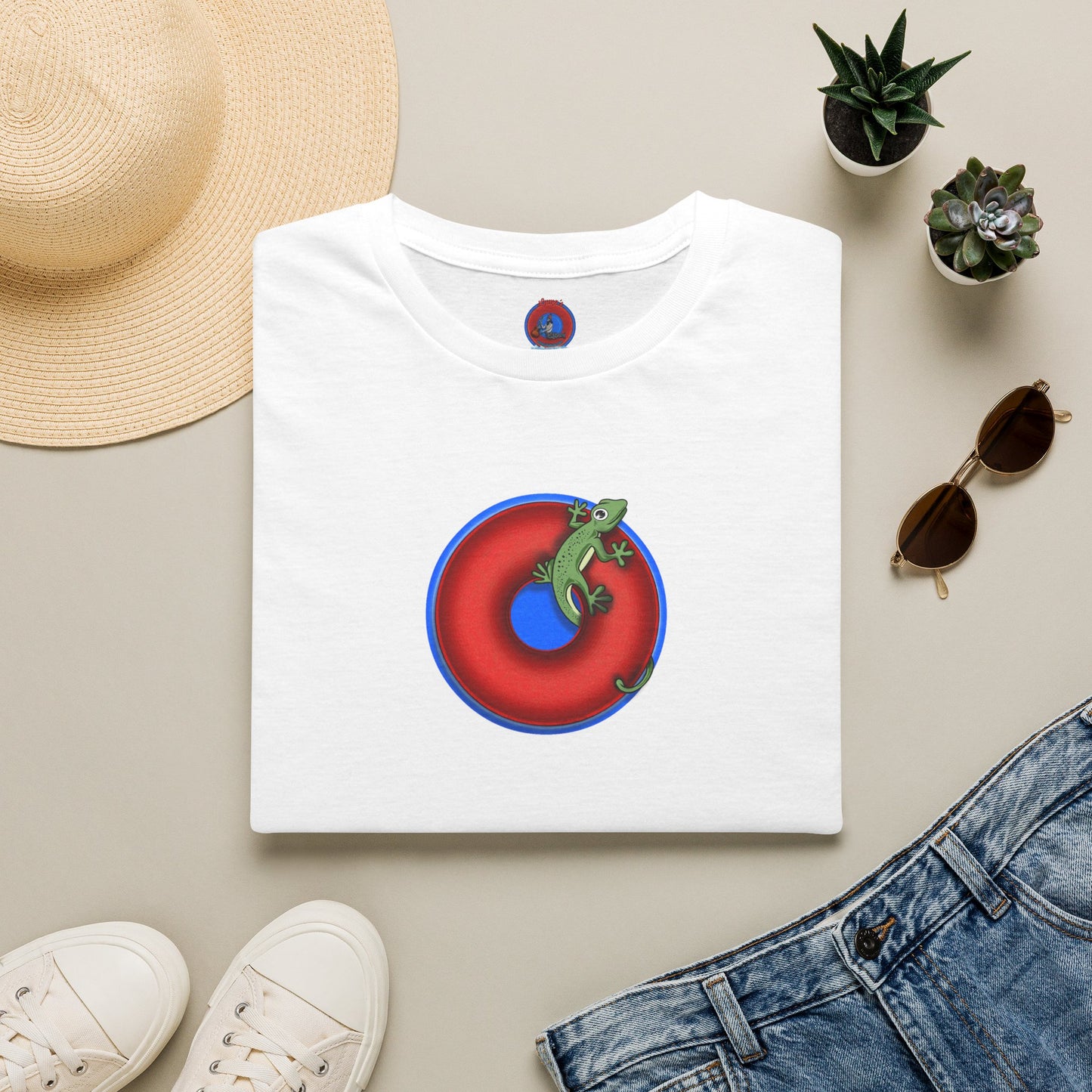 Classic Donut Tee - Unisex Soft-Style - "Practically Extinct Tee Shirt" - plump vivid red donut- variant 2