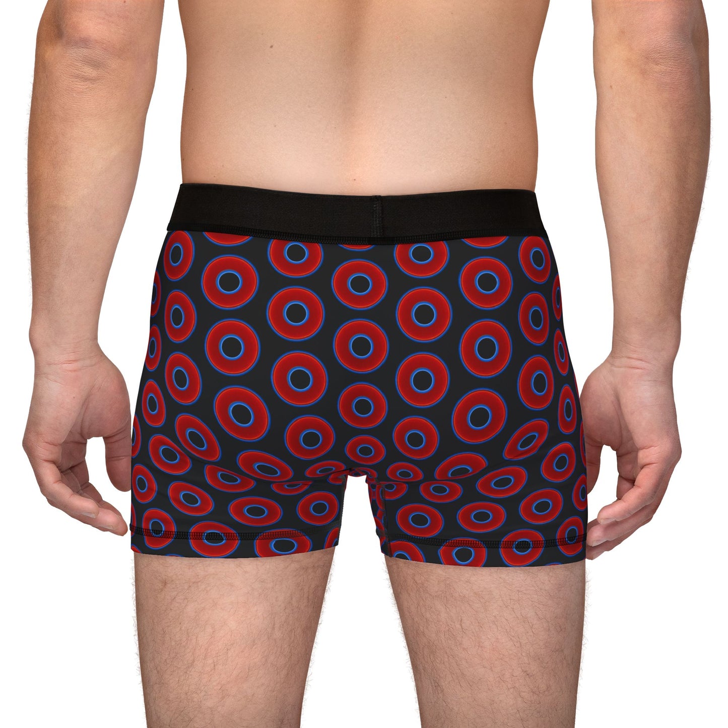Men's Donut Boxers - red vivid donuts w/black background