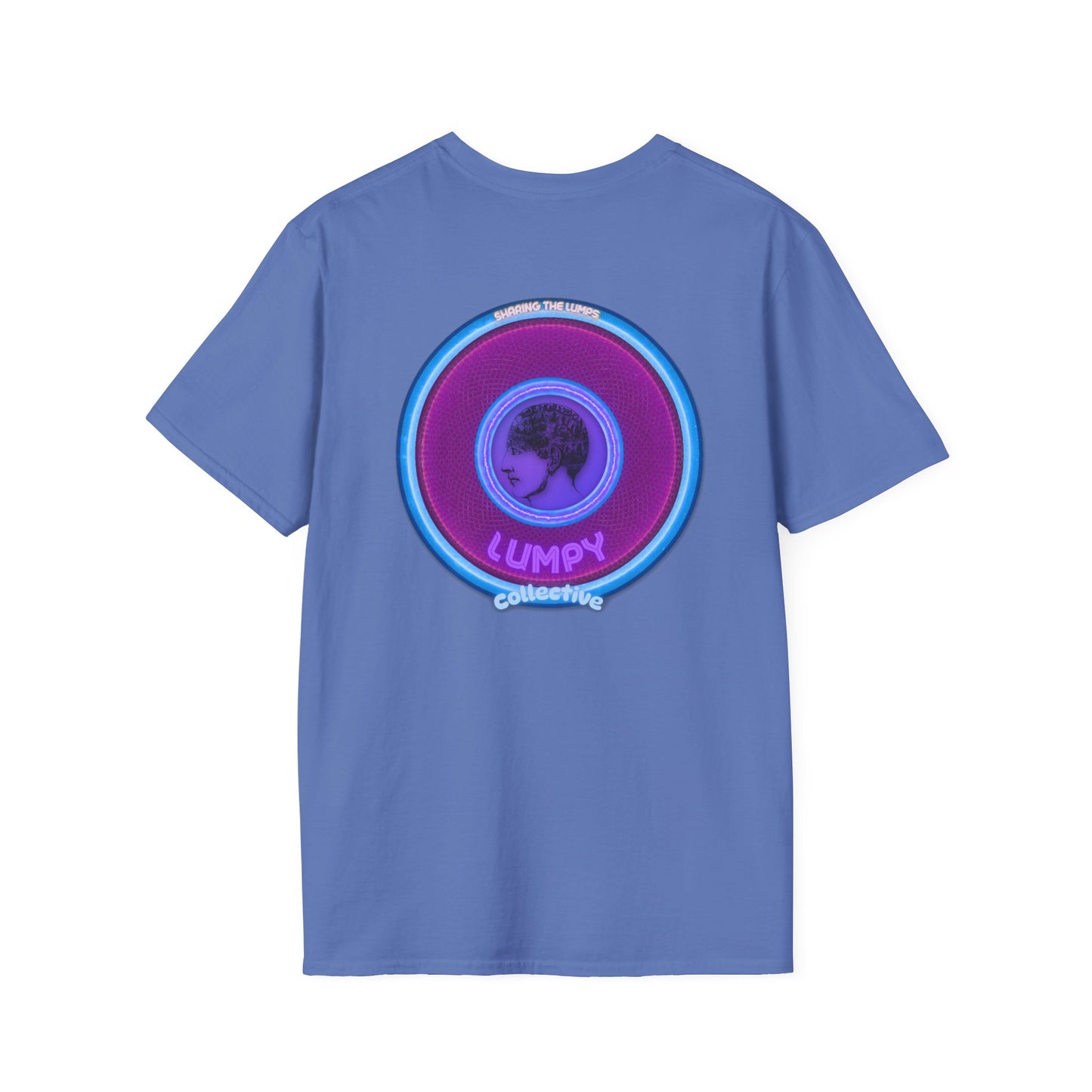 Classic Donut Tee - Unisex Soft-Style - "Lumpy Collective Donut" - rustic purple/light blue lumpy donut - variant 2