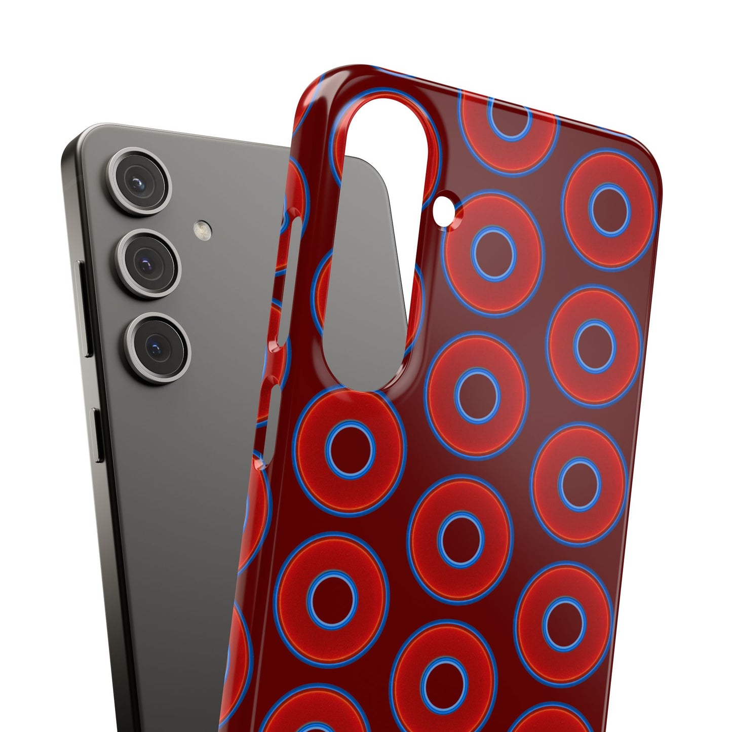 Lumpy Donut Snap Case - red vivid donut print w/dark red background