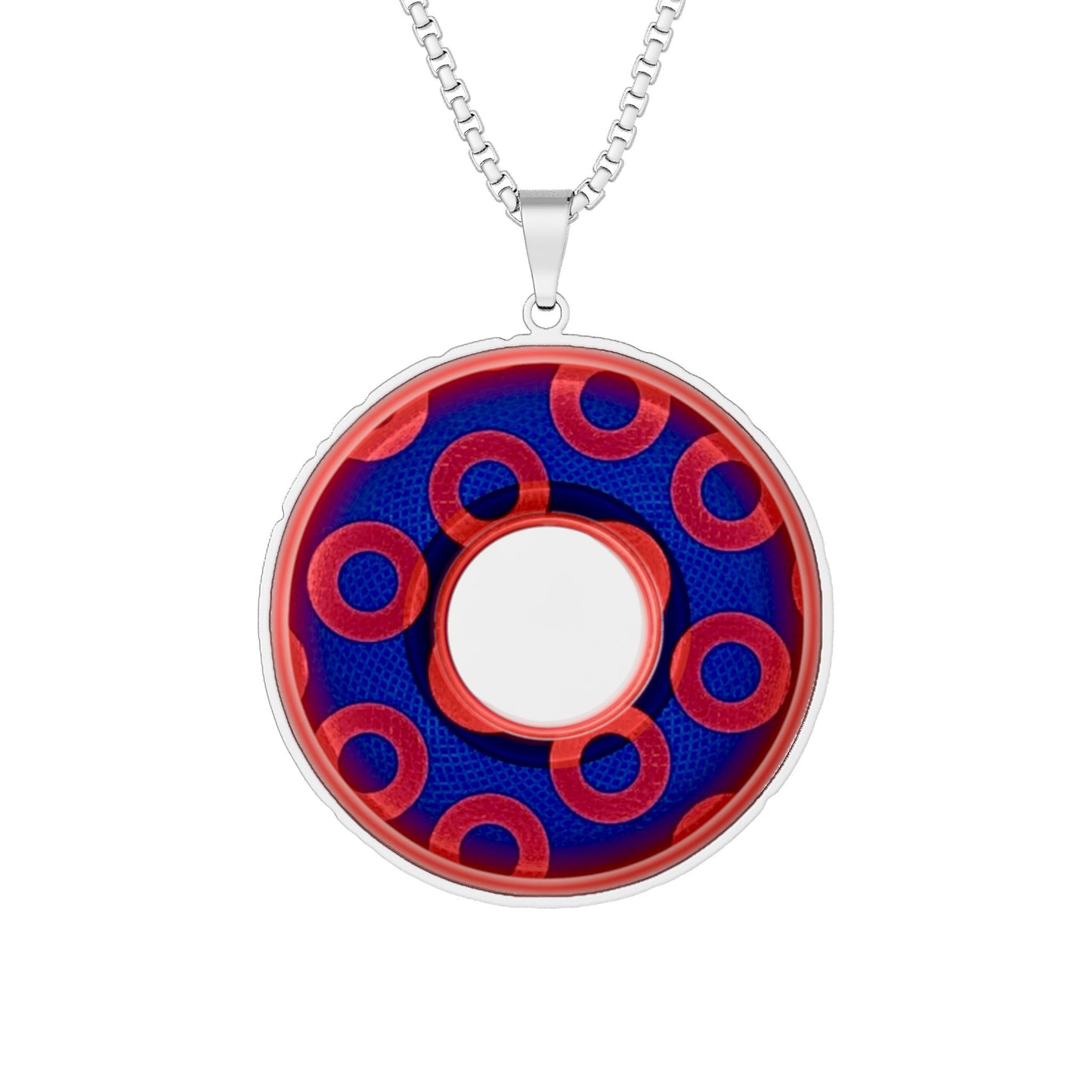 Lump's Heady Donut Necklace - 1" x 1" Stainless Steel Pendant - "Plain Rustic Paradox Donut" - w/hole variant 1