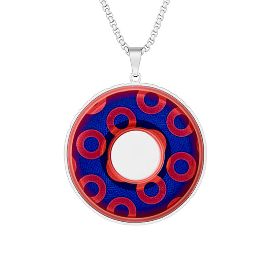Lump's Heady Donut Necklace - 1" x 1" Stainless Steel Pendant - "Plain Rustic Paradox Donut" - w/hole variant 1