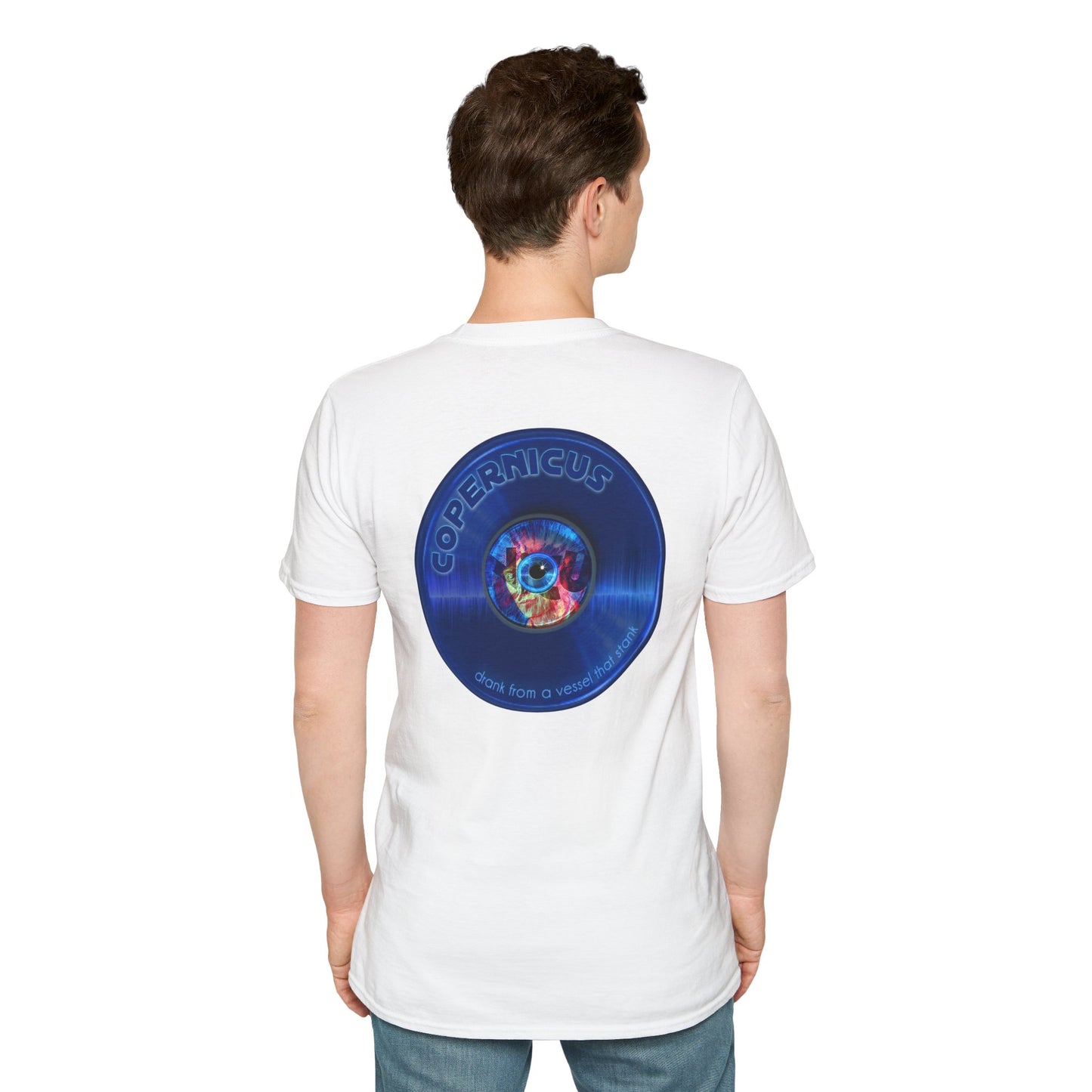 Classic Donut Tee - Unisex Soft-Style - "Drunken Copernicus" - series 1.0 - variant 1 - blue donut