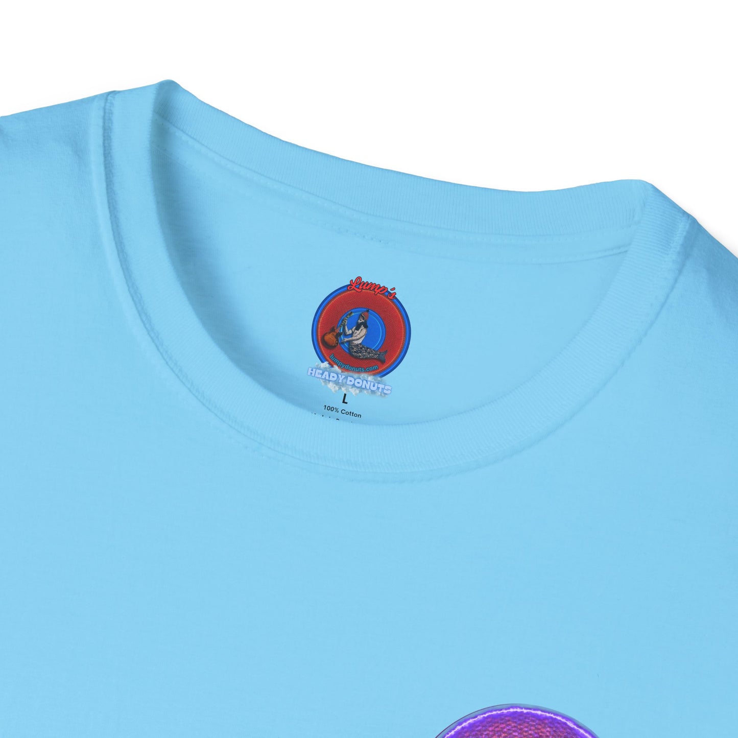 Classic Donut Tee - Unisex Soft-Style - "The Frankenstein Donut - It's Alive! " - series 1.0  - purple-ish donut