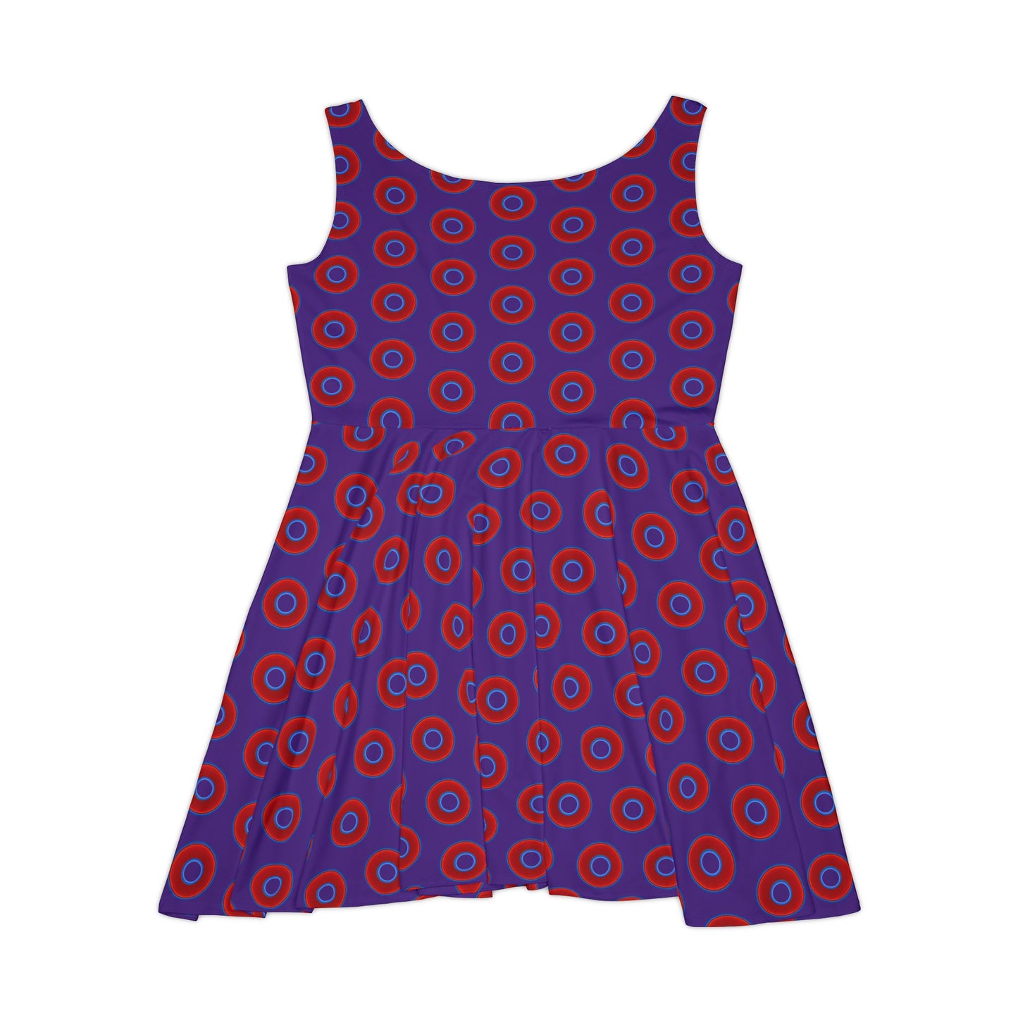 Women's Skater Donut Dress - vivid red donut print w/purple background