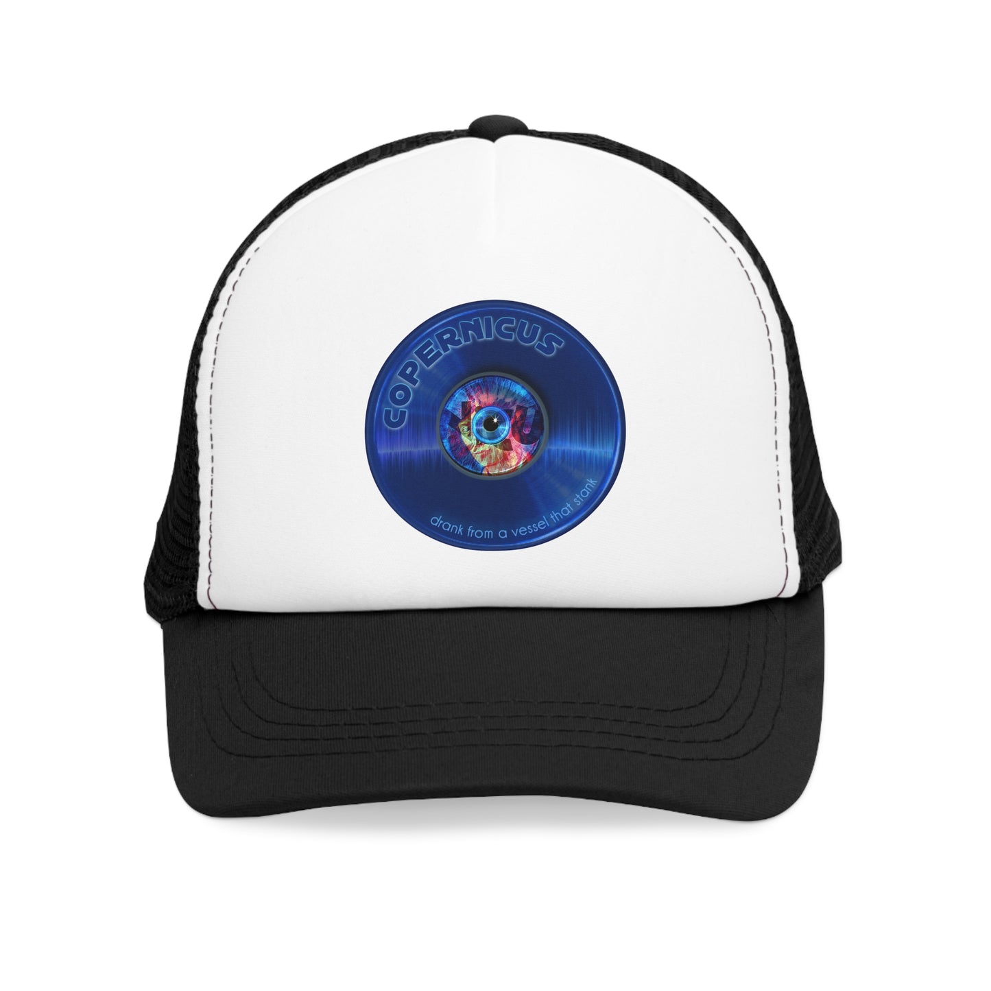 Lumpy Trucker Hat - "Drunken Copernicus Donut" - variant 1 - blue donut