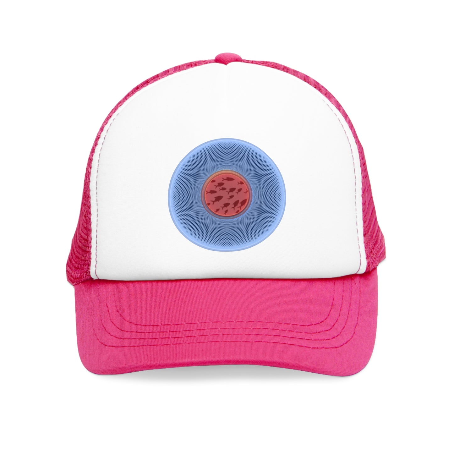 Lumpy Trucker Hat - "Donut Pastels Skool of Phishies" - variant 2 - baby blue/red