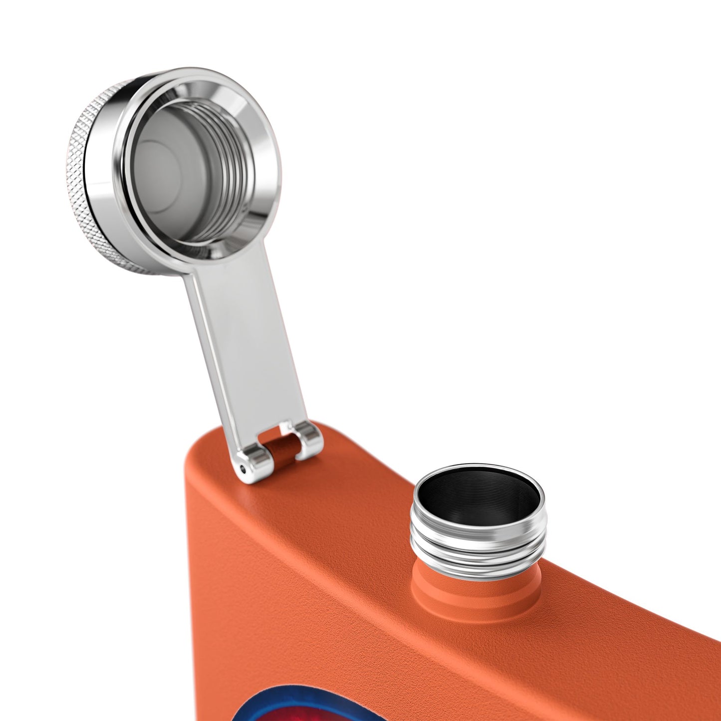 Lump's Donut Flask 6 oz - Vivid red/dark blue donut - [*w/your choice of 8 backgrounds]