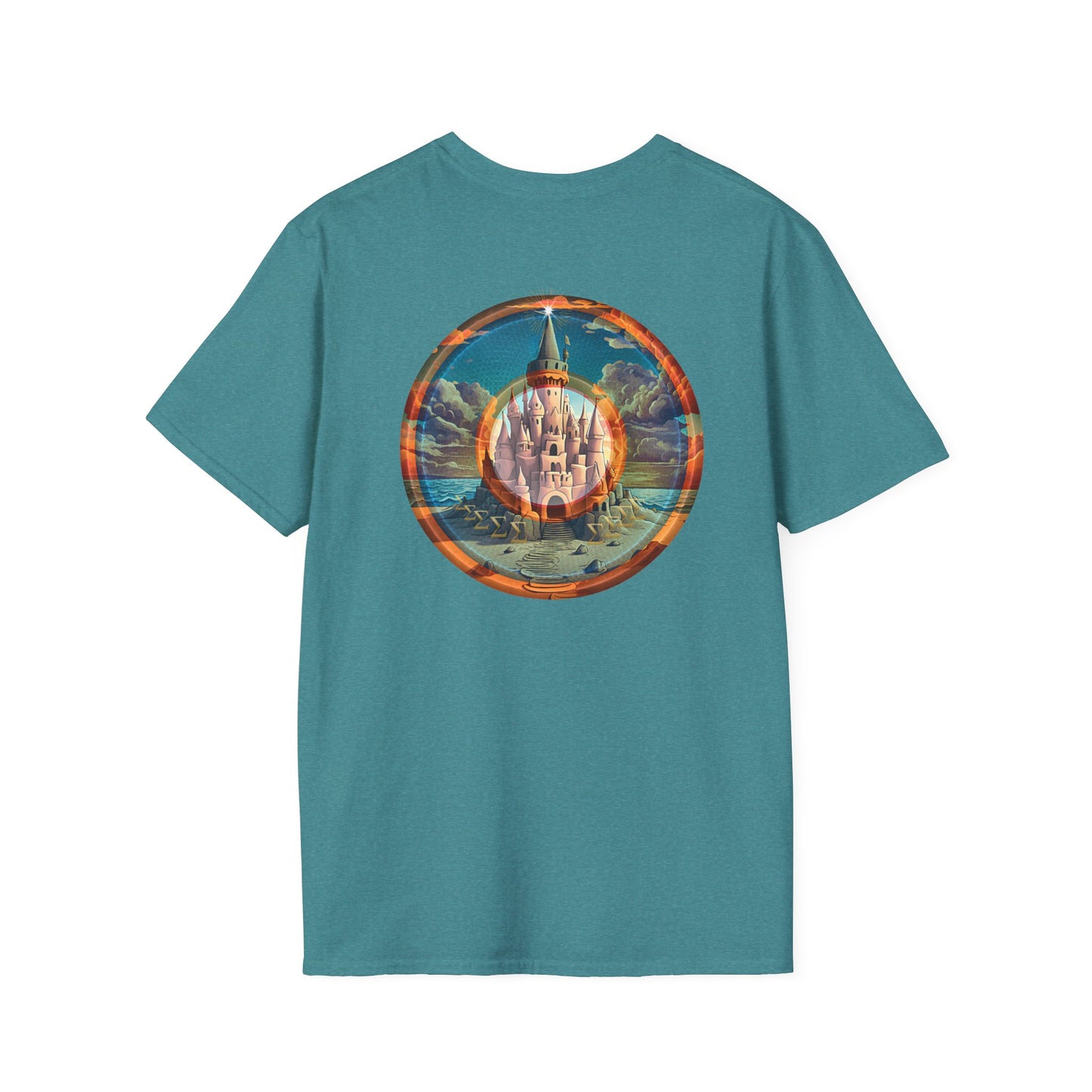 Classic Donut Tee - Unisex Soft-Style - "The Donut that Tides Never Reached" - series 1.0  - variant 1 - plain - blue/orange donut