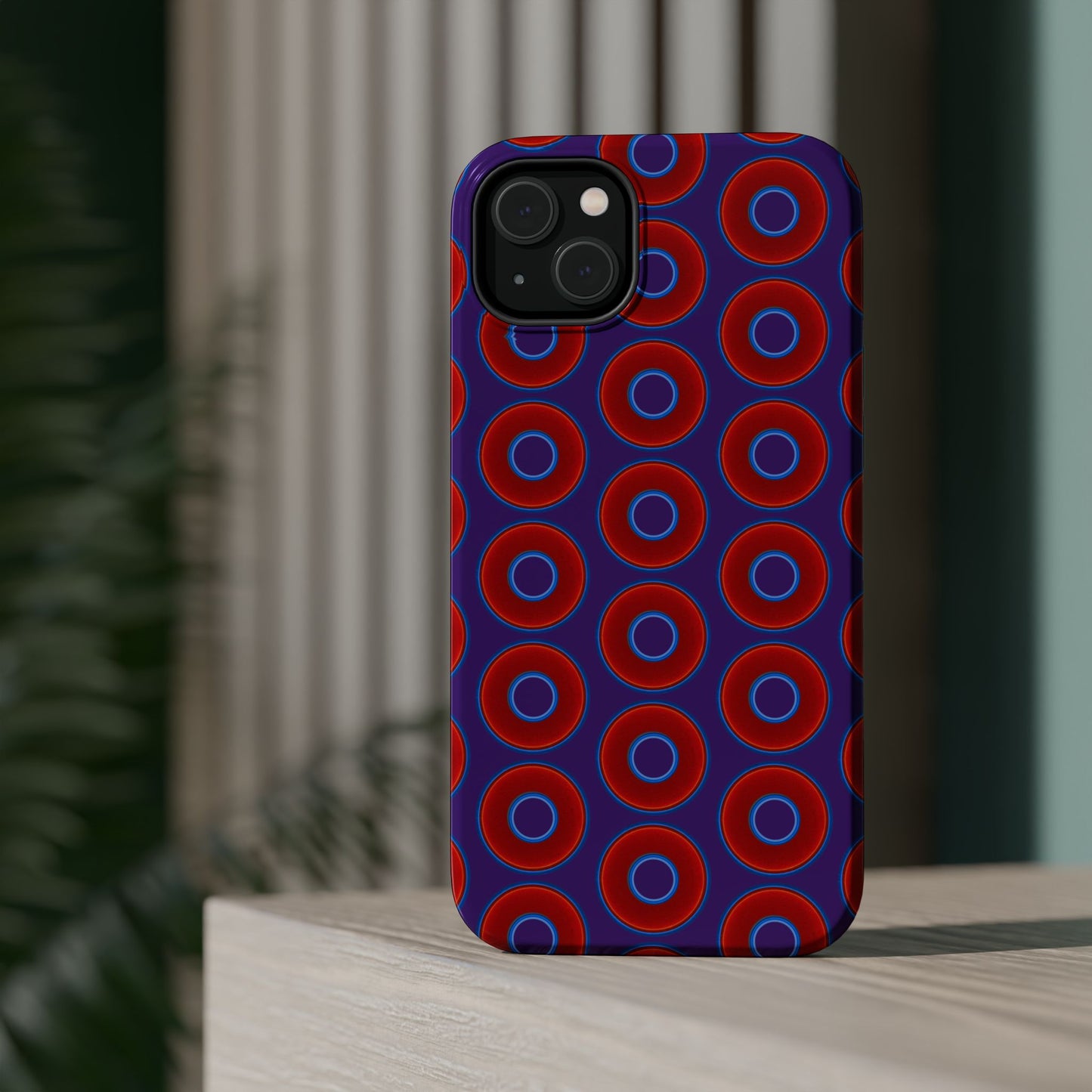 Magnetic Tough Donut Case - red vivid donut print w/purple background