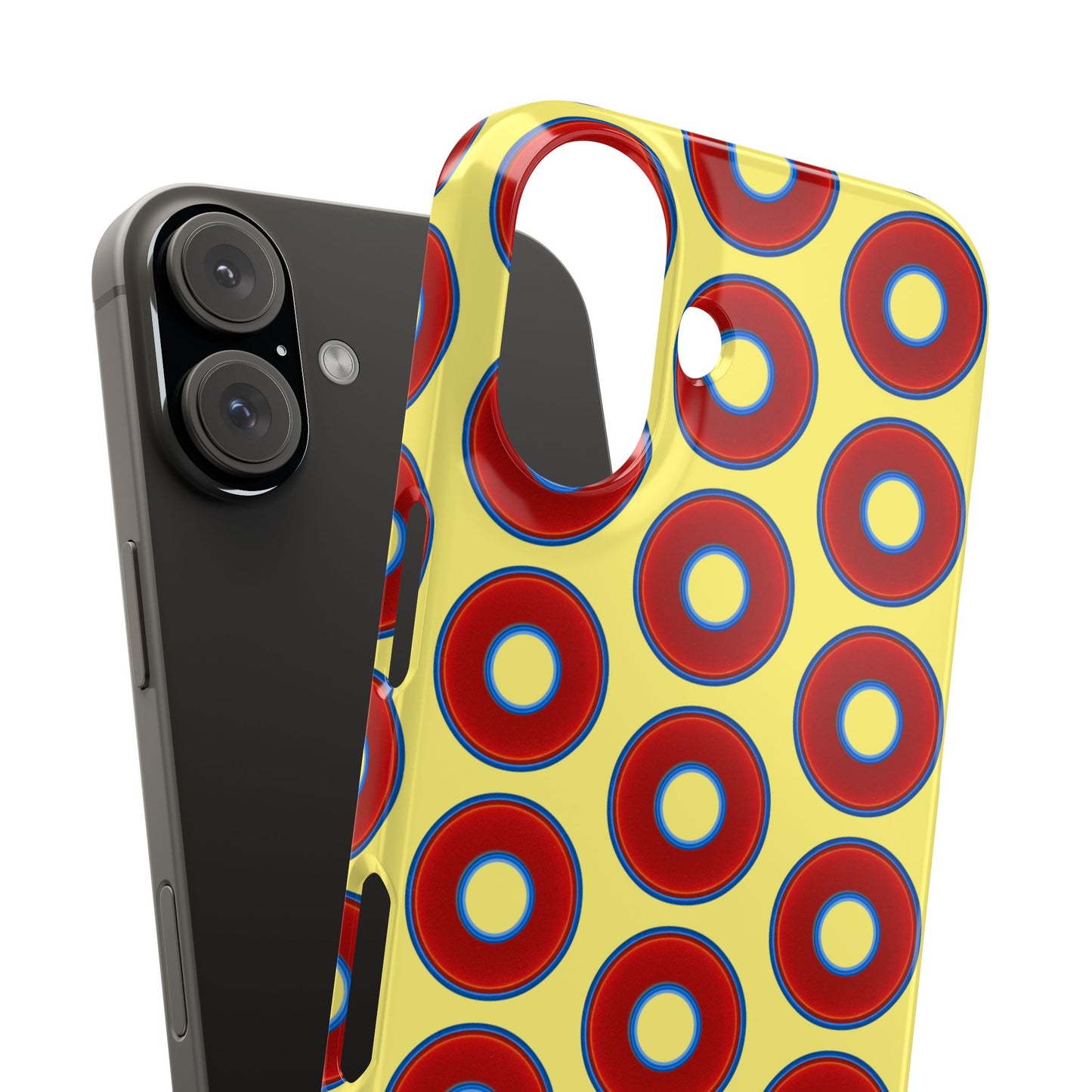 Lumpy Donut Snap Case - red vivid donut print w/yellow background