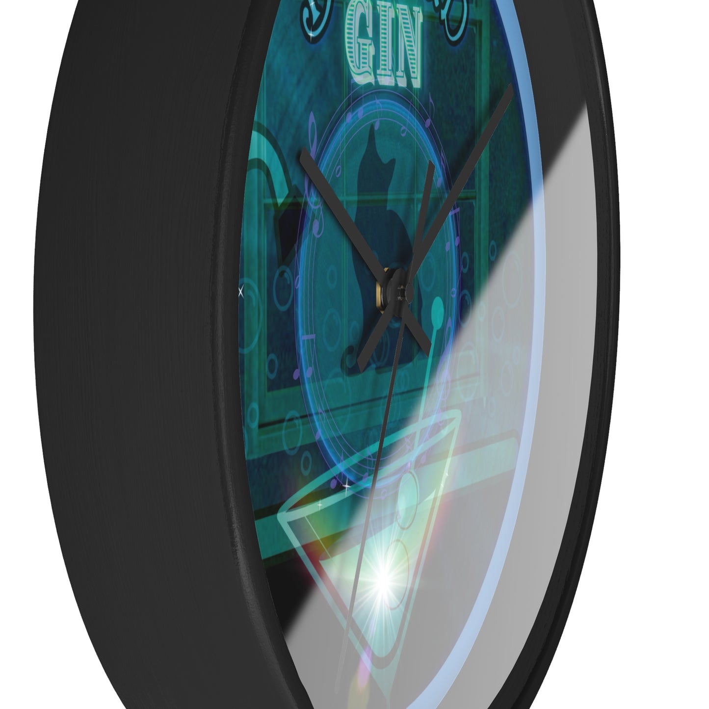 Lumpy Wall Clock - "Wendy's Preferred Donut" - dark teal vivid donut w/light blue background