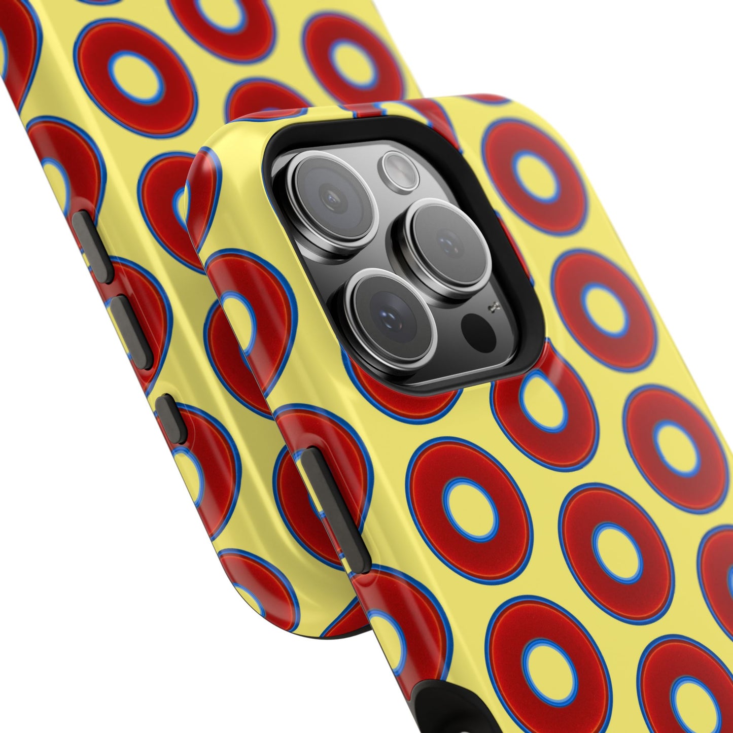 Impact-Resistant Lumpy Donut Case - red vivid donut print w/yellow background