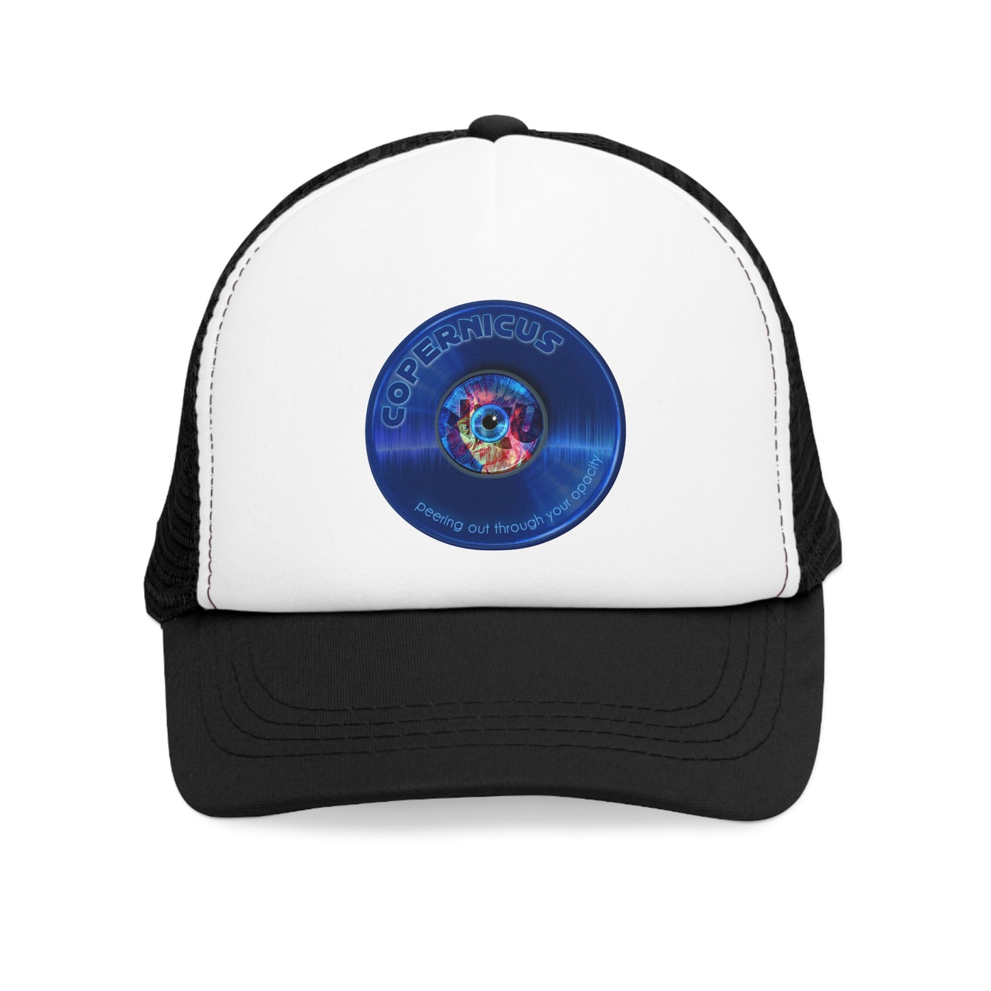 Lumpy Trucker Hat - "Drunken Copernicus Donut" - variant 2 - blue donut