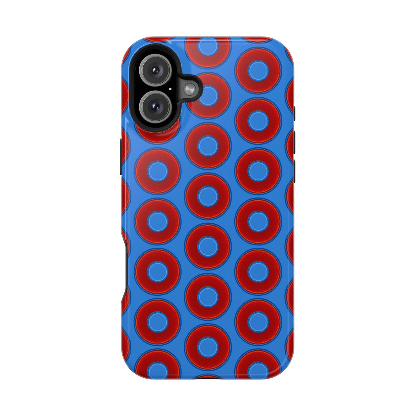Magnetic Tough Donut Case - red vivid donut print w/light royal blue background