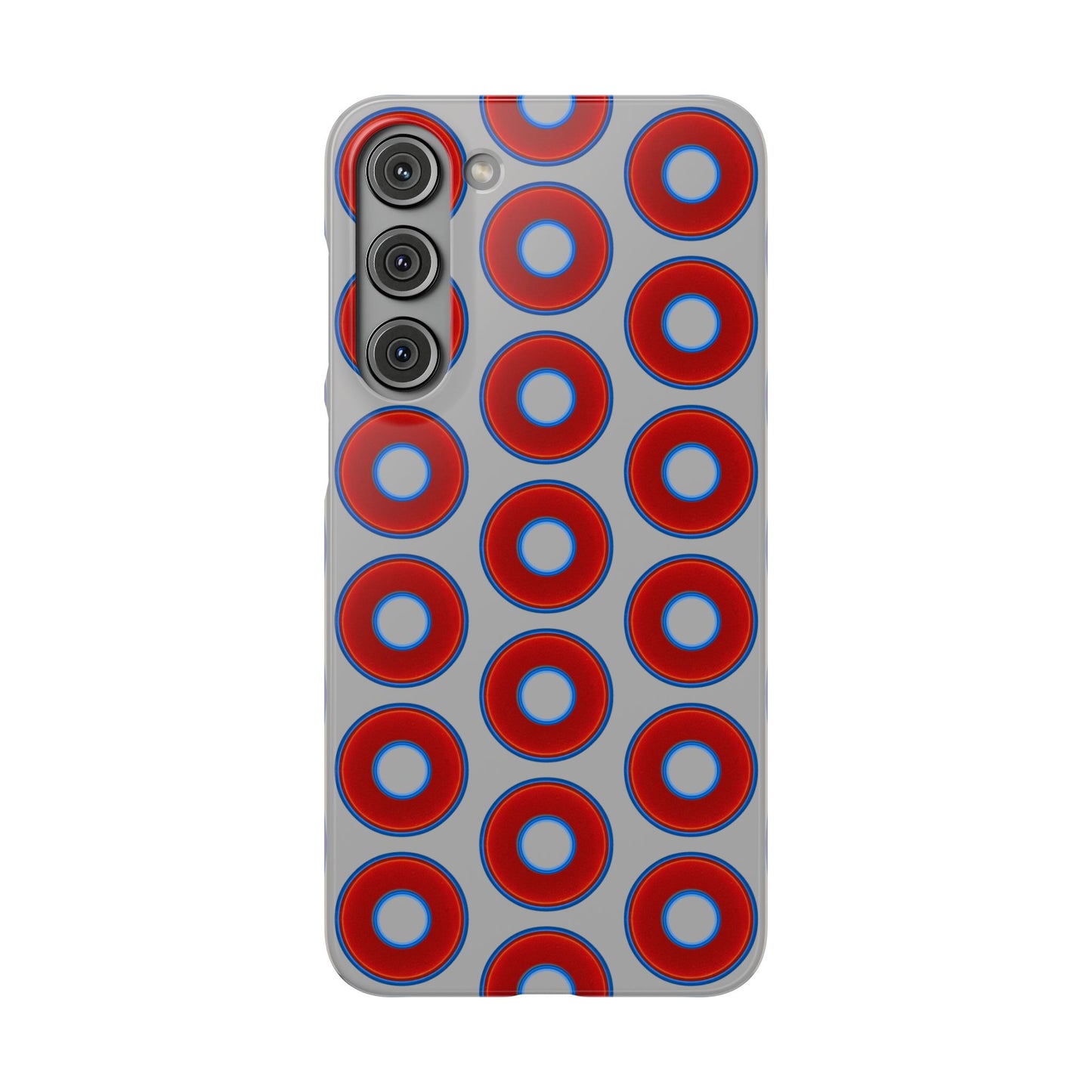 Lumpy Donut Snap Case - red vivid donut print w/light gray background
